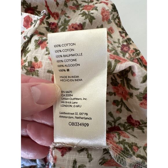 FREE PEOPLE Meant to Be Blouse Vintage Combo Boho Floral  Puff Sleeve SMALL - Picture 11 of 12